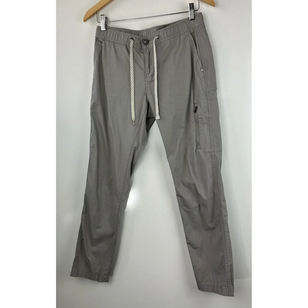 Vuori Climber Ripstop Pants Drawstring Stretch Elastic Waist Gray Tan Small - Picture 13 of 13